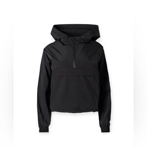 Aritzia Babaton Arrow Half-Zip Anorak Hooded Wind Breaker Jacket Black Medium